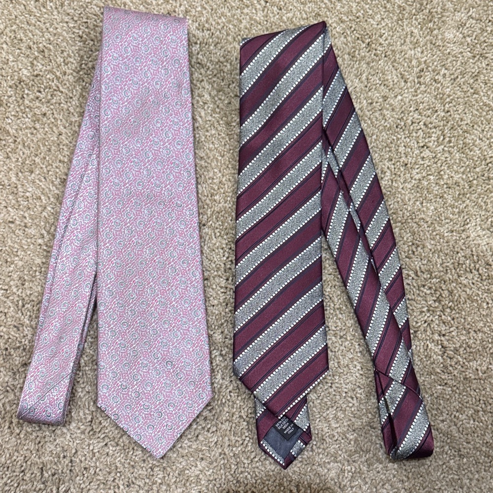 Ermenegildo Zegna Pink and Burgundy Tie Set